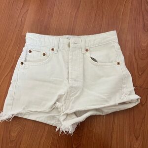 High waisted zara white denim shorts